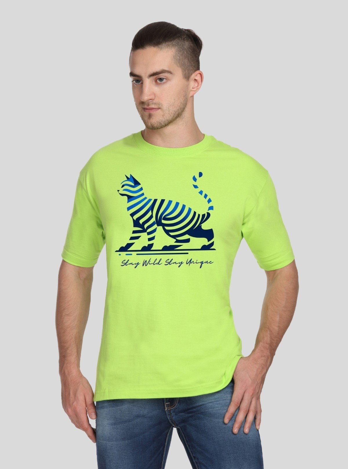 Men’s Lime Green Printed Round Neck T-Shirt – Vibrant Casualwear by Boer and Fitch - Boer and Fitch