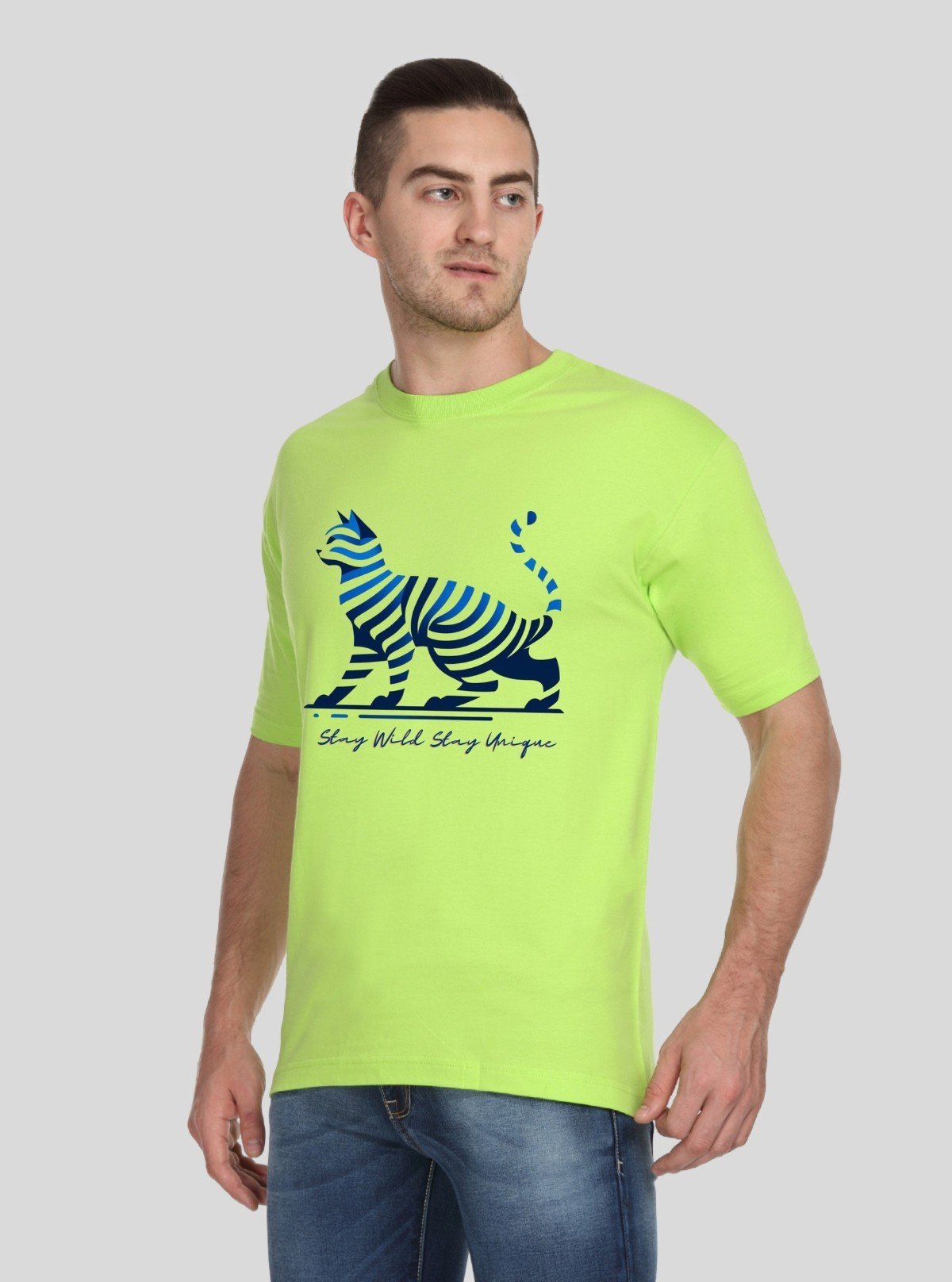 Men’s Lime Green Printed Round Neck T-Shirt – Vibrant Casualwear by Boer and Fitch - Boer and Fitch