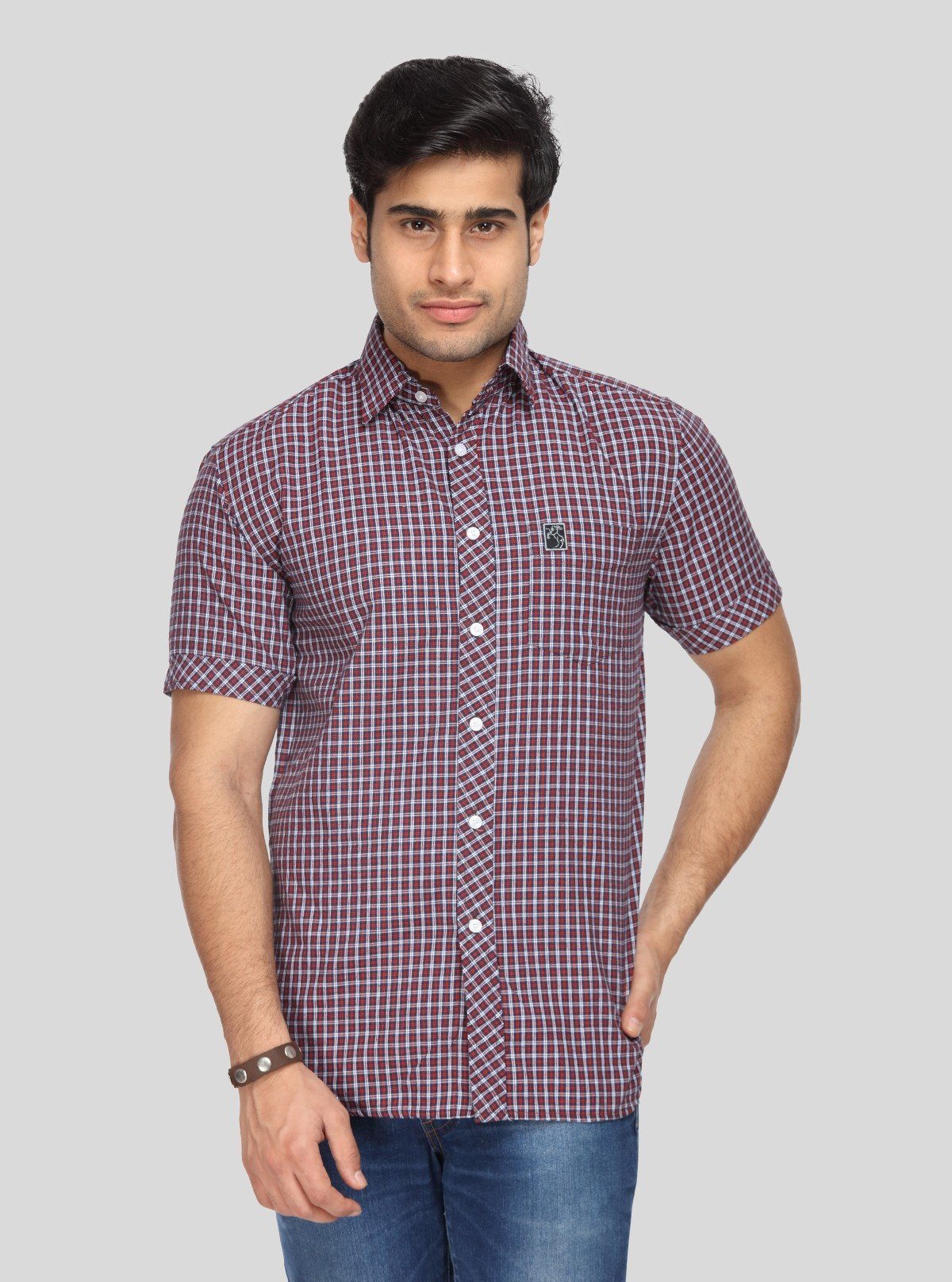 Men's Maroon Checked Shirt – Classic, Warm - Toned & Effortlessly Stylish - Boer and Fitch