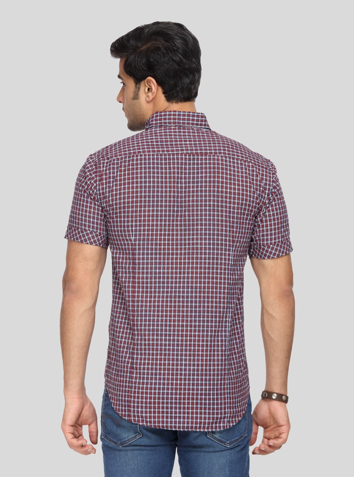 Men's Maroon Checked Shirt – Classic, Warm - Toned & Effortlessly Stylish - Boer and Fitch