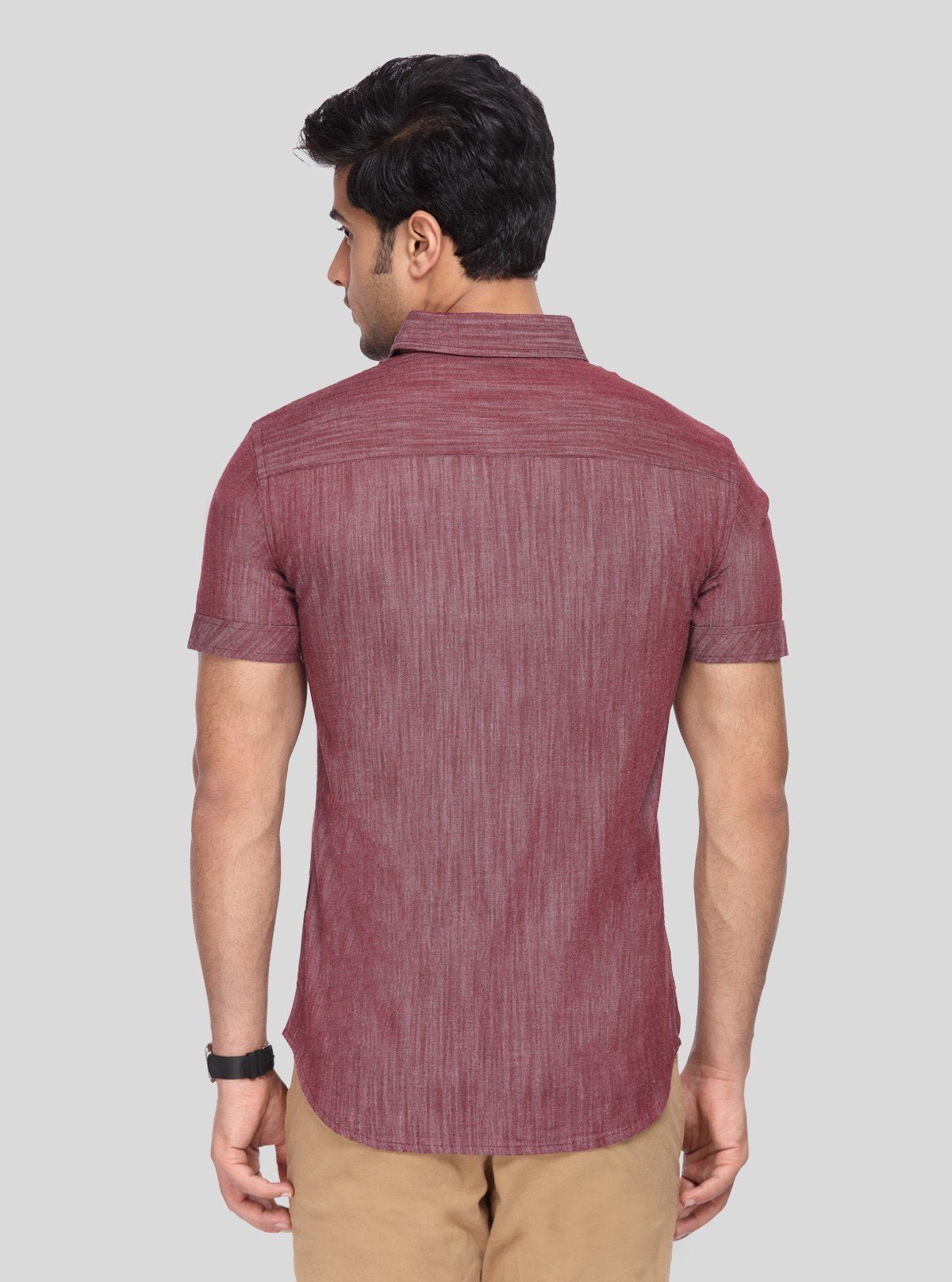 Men's Maroon Linen Blended Shirt – Sophisticated, Breathable & Stylish - Boer and Fitch