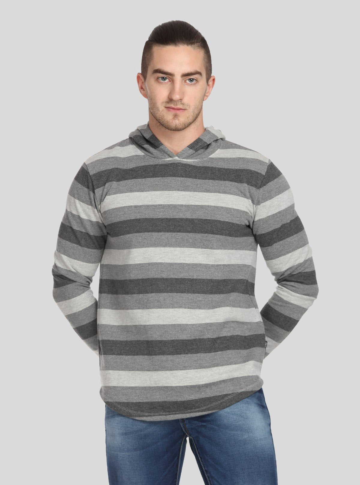 Men’s Melange Striped Hoodie – Textured Look, Modern Striped Comfort - Boer and Fitch