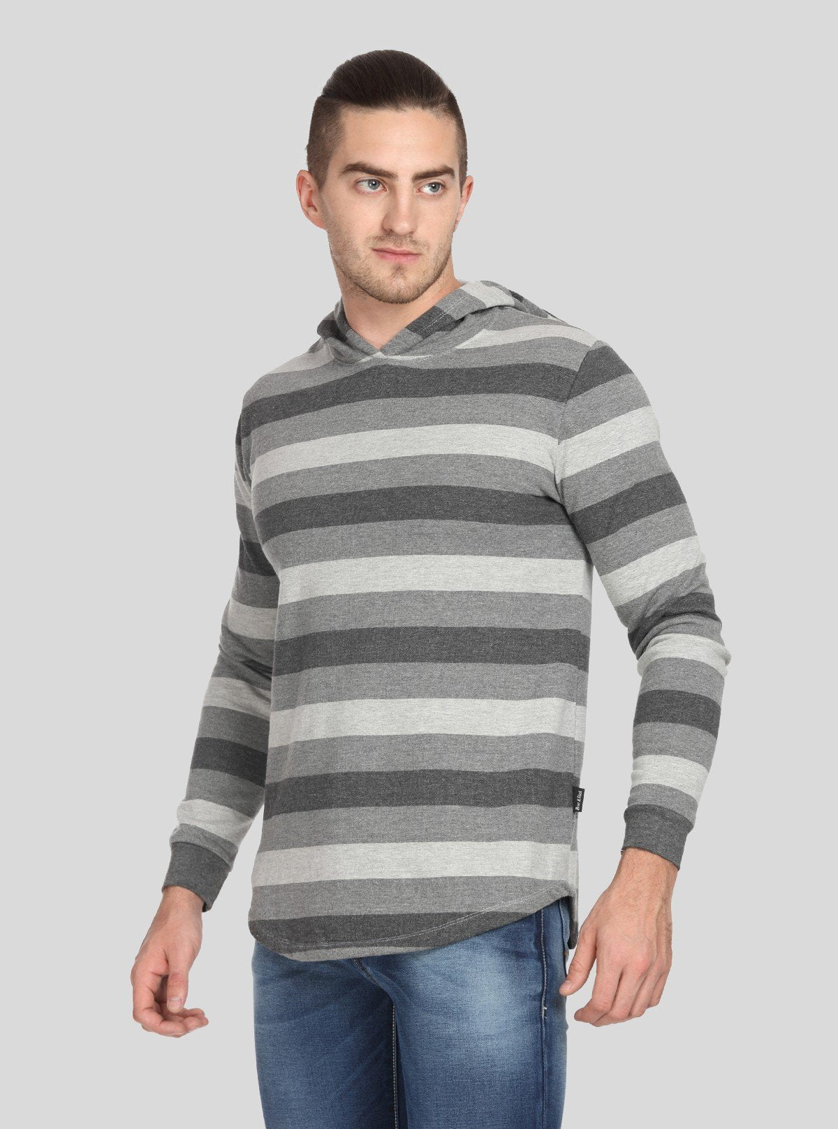 Men’s Melange Striped Hoodie – Textured Look, Modern Striped Comfort - Boer and Fitch