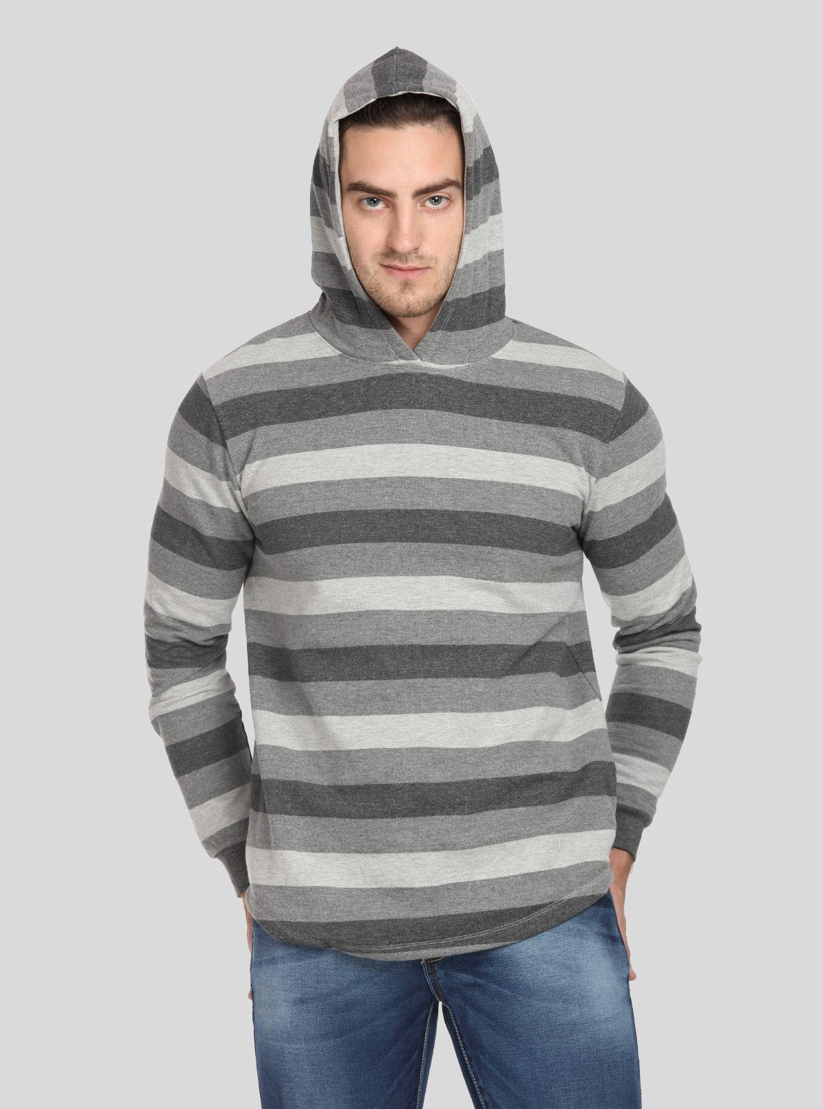 Men’s Melange Striped Hoodie – Textured Look, Modern Striped Comfort - Boer and Fitch