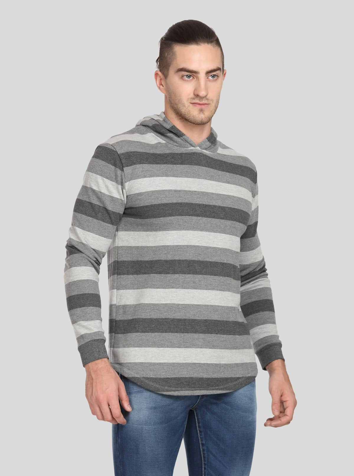 Men’s Melange Striped Hoodie – Textured Look, Modern Striped Comfort - Boer and Fitch