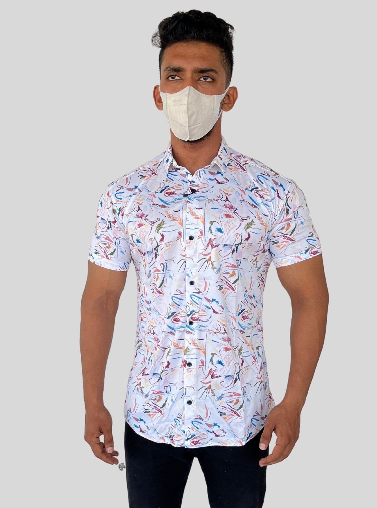 Men’s Multi Color Printed Poly Shirt – Vibrant & Stylish Casual Wear by Boer & Fitch - Boer and Fitch