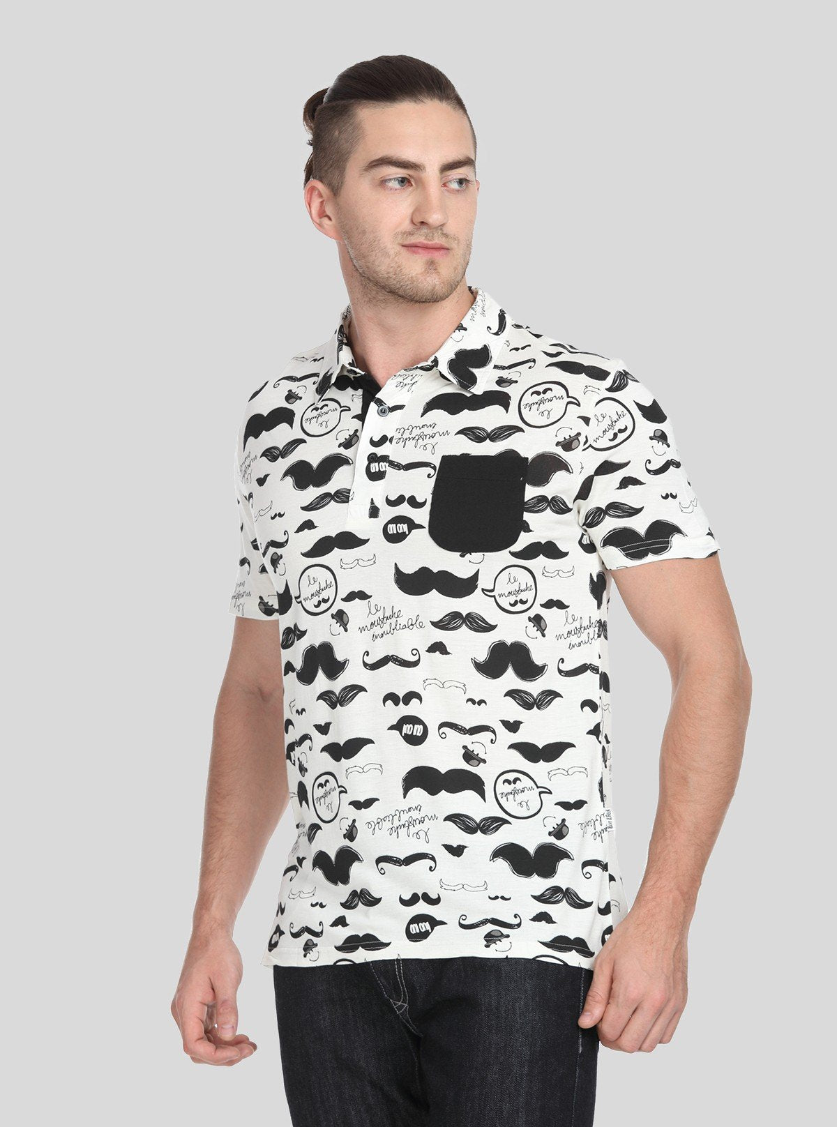 Men’s Mustache Print Polo T-Shirt – Fun, Trendy & Breathable Casualwear - Boer and Fitch