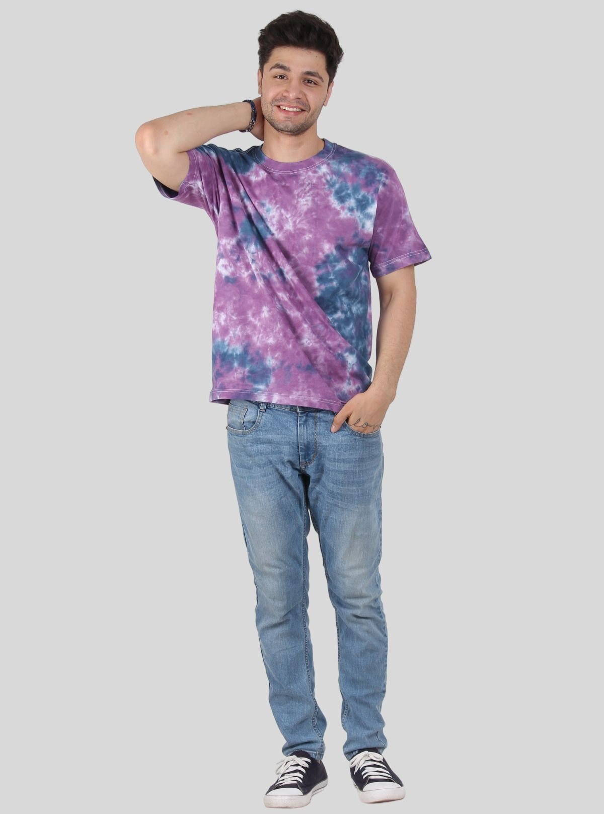 Men’s Navy and Purple Tie and Dye T-Shirt – Bold Urban Streetwear - Boer and Fitch