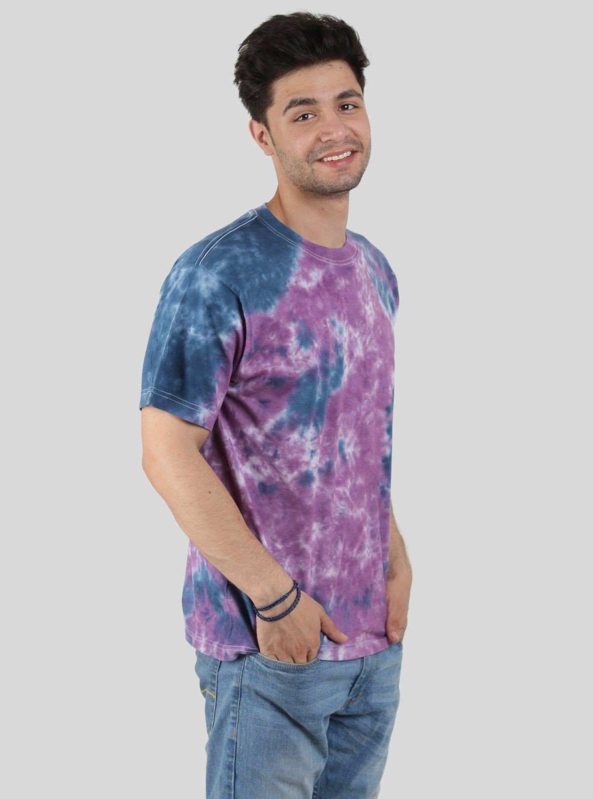 Men’s Navy and Purple Tie and Dye T-Shirt – Bold Urban Streetwear - Boer and Fitch