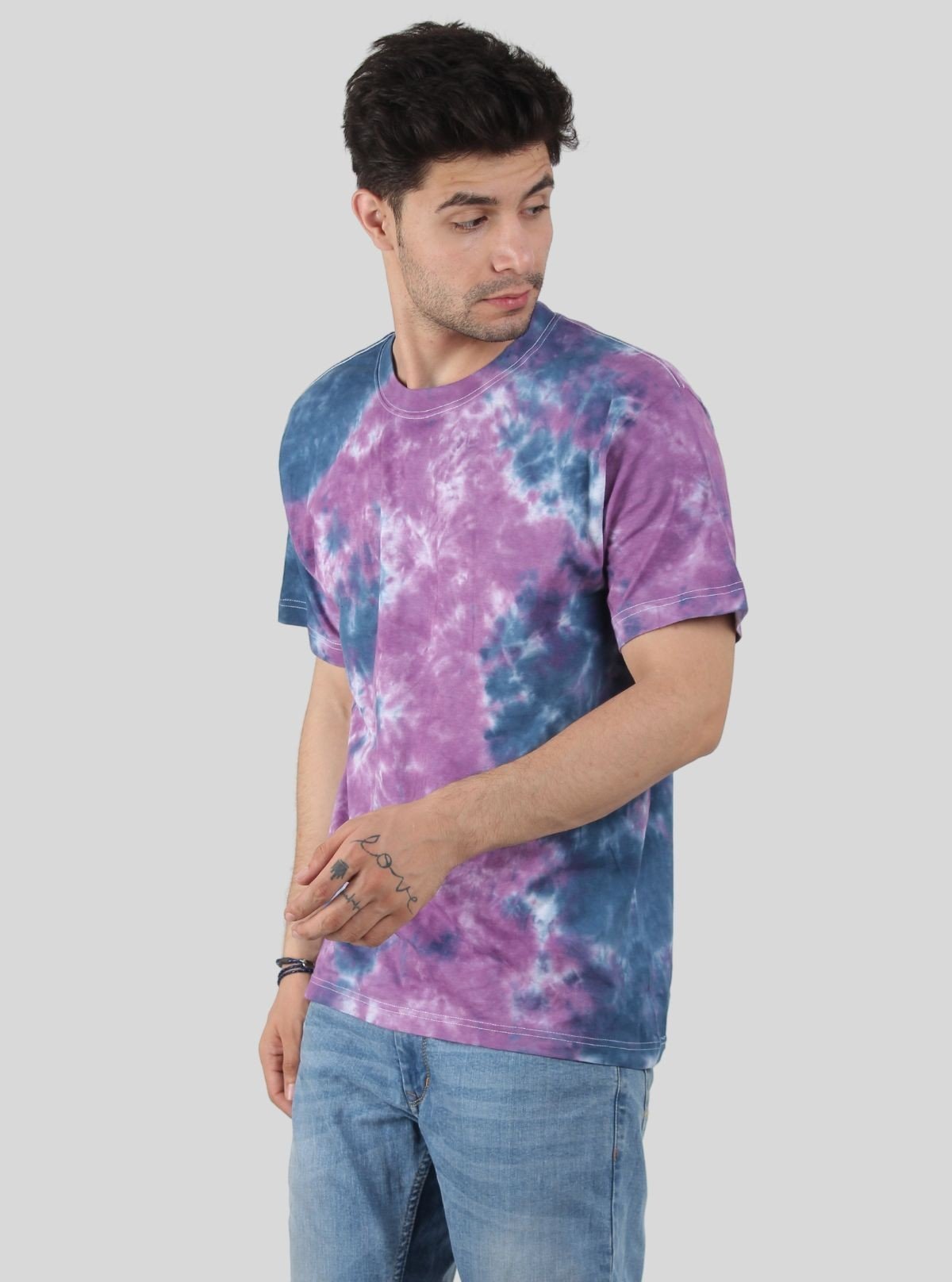 Men’s Navy and Purple Tie and Dye T-Shirt – Bold Urban Streetwear - Boer and Fitch