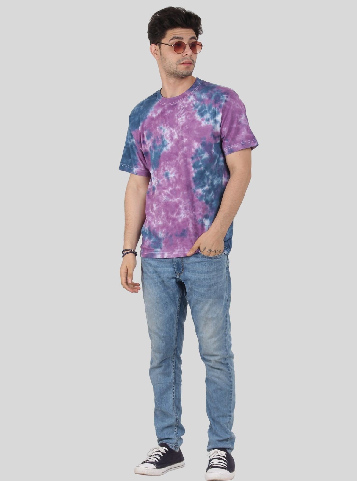 Men’s Navy and Purple Tie and Dye T-Shirt – Bold Urban Streetwear - Boer and Fitch