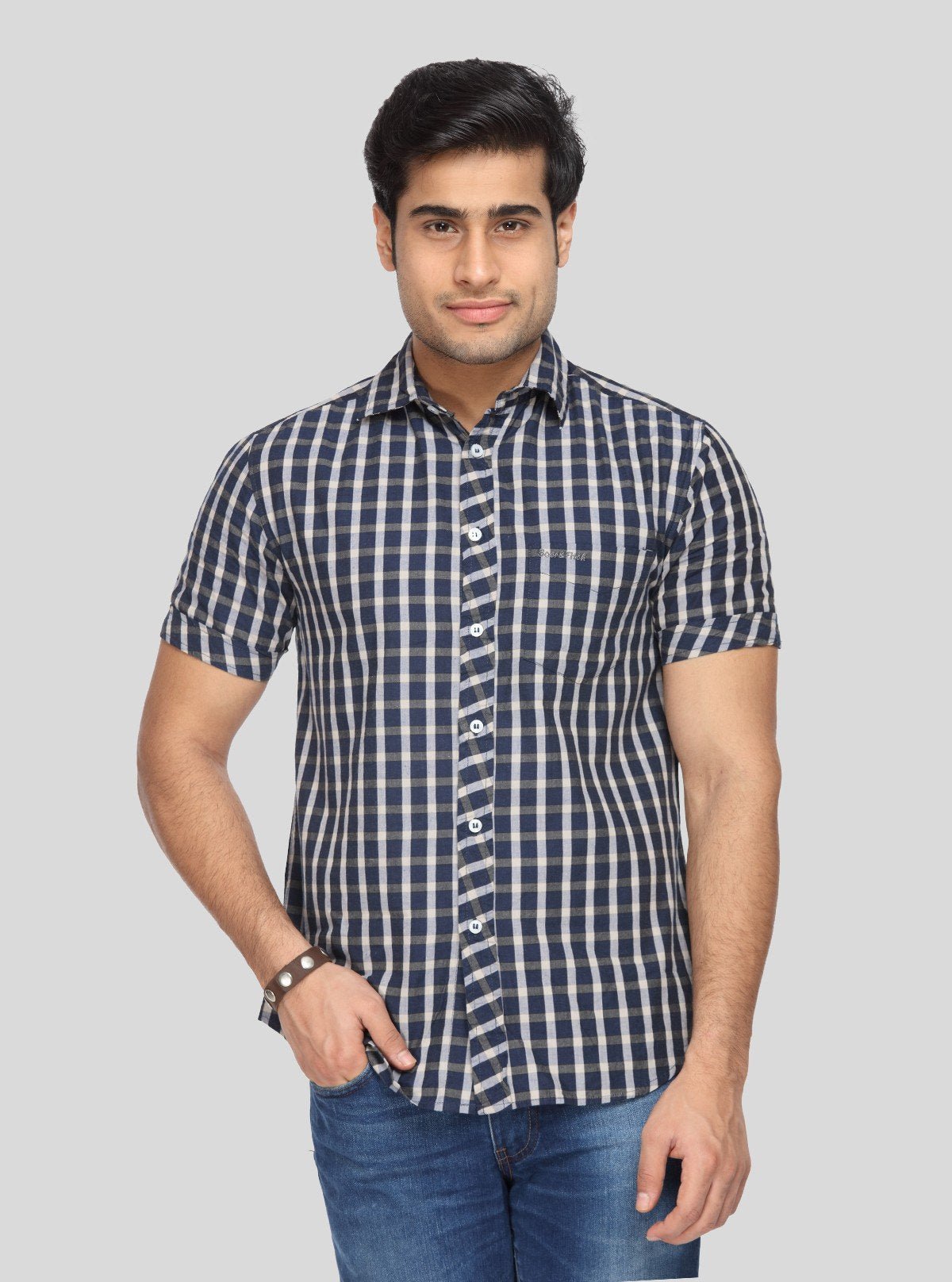 Men's Navy Checked Shirt – Classic, Rugged & Effortlessly Stylish - Boer and Fitch