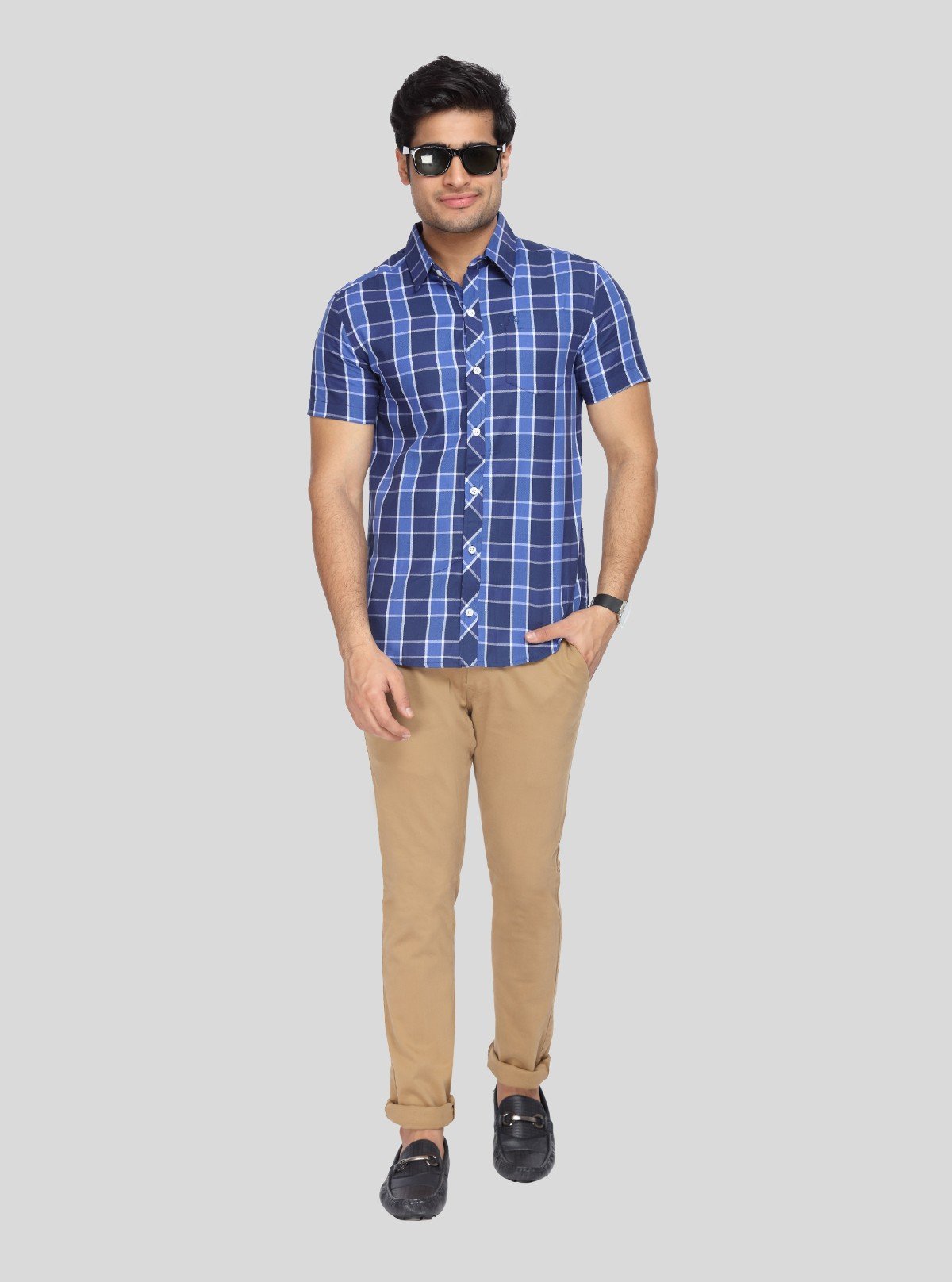 Men’s Navy Checked Shirt – Timeless Smart Casual Shirt by Boer & Fitch - Boer and Fitch