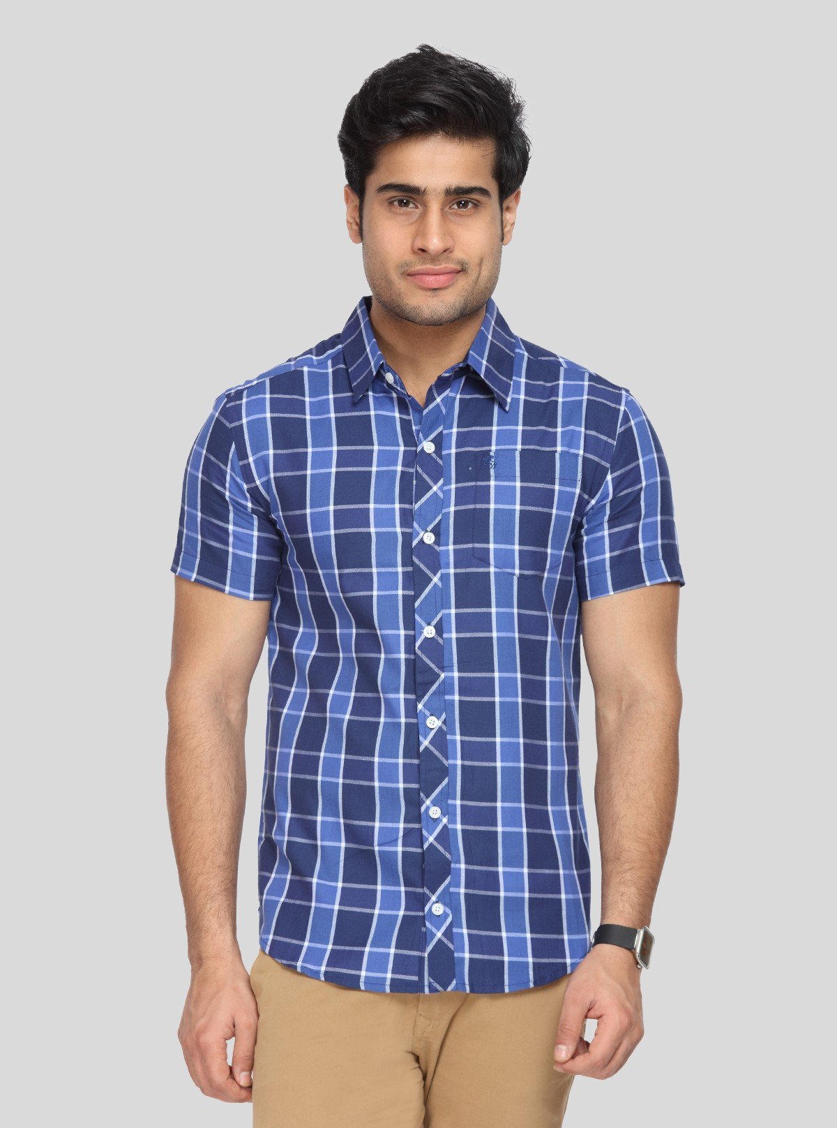 Men’s Navy Checked Shirt – Timeless Smart Casual Shirt by Boer & Fitch - Boer and Fitch