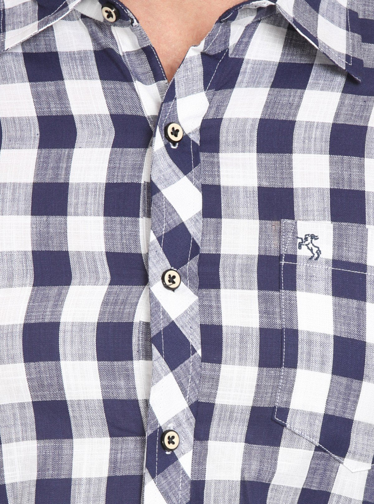 Men’s Navy Checked Slim Fit Full Sleeve Shirt – Modern Casual Elegance by Boer & Fitch - Boer and Fitch