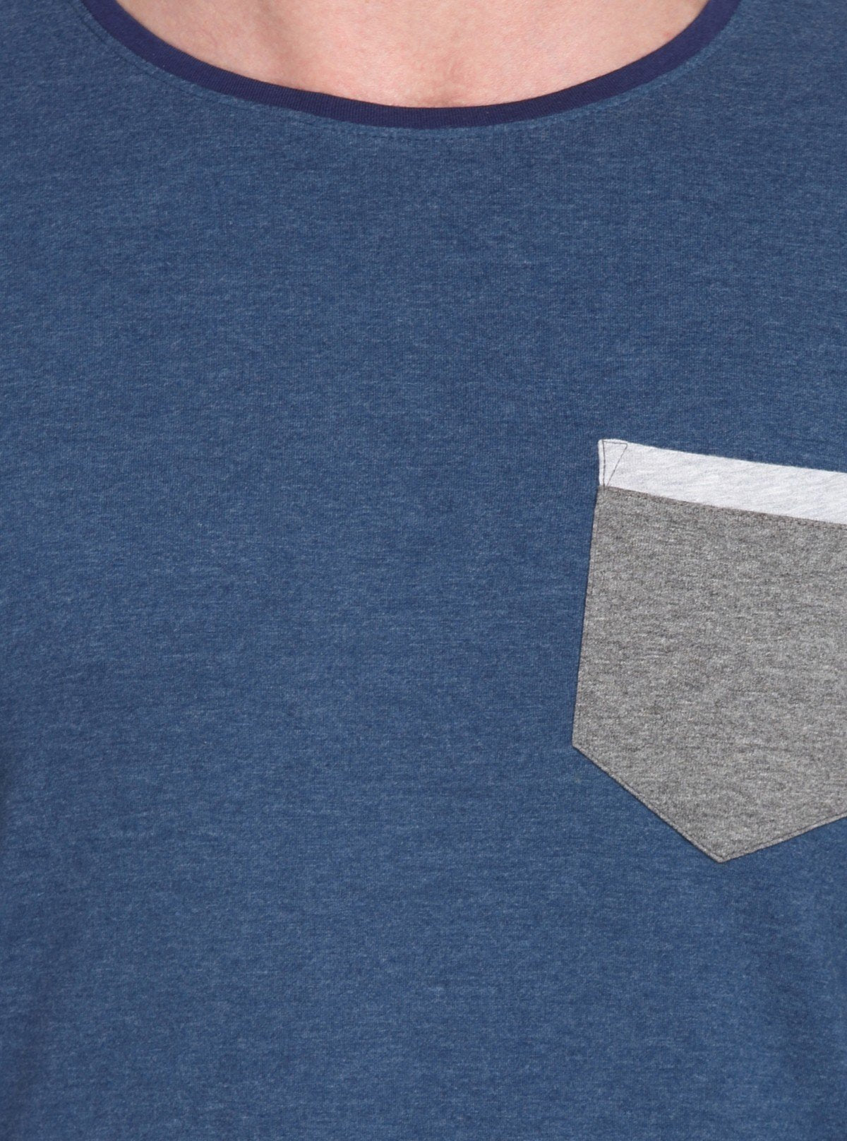 Men’s Navy Contrast Sleeve T-Shirt with Patch Pocket – Smart Casual Wear - Boer and Fitch