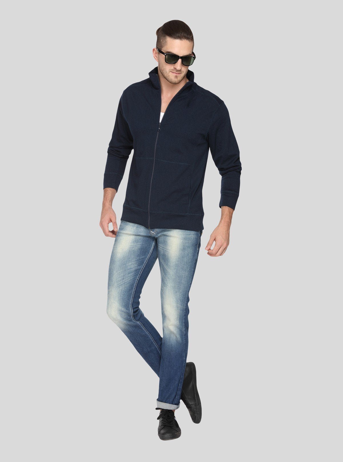 Men’s Navy Full Zipper Cardigan – Sleek Warmth with Everyday Versatility - Boer and Fitch