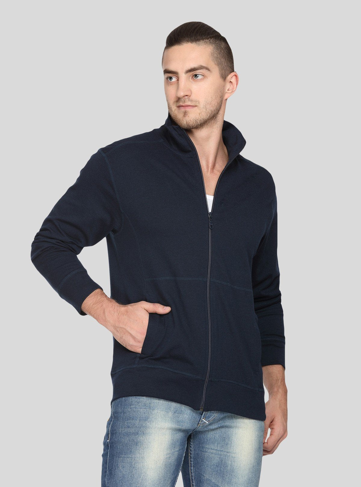 Men’s Navy Full Zipper Cardigan – Sleek Warmth with Everyday Versatility - Boer and Fitch
