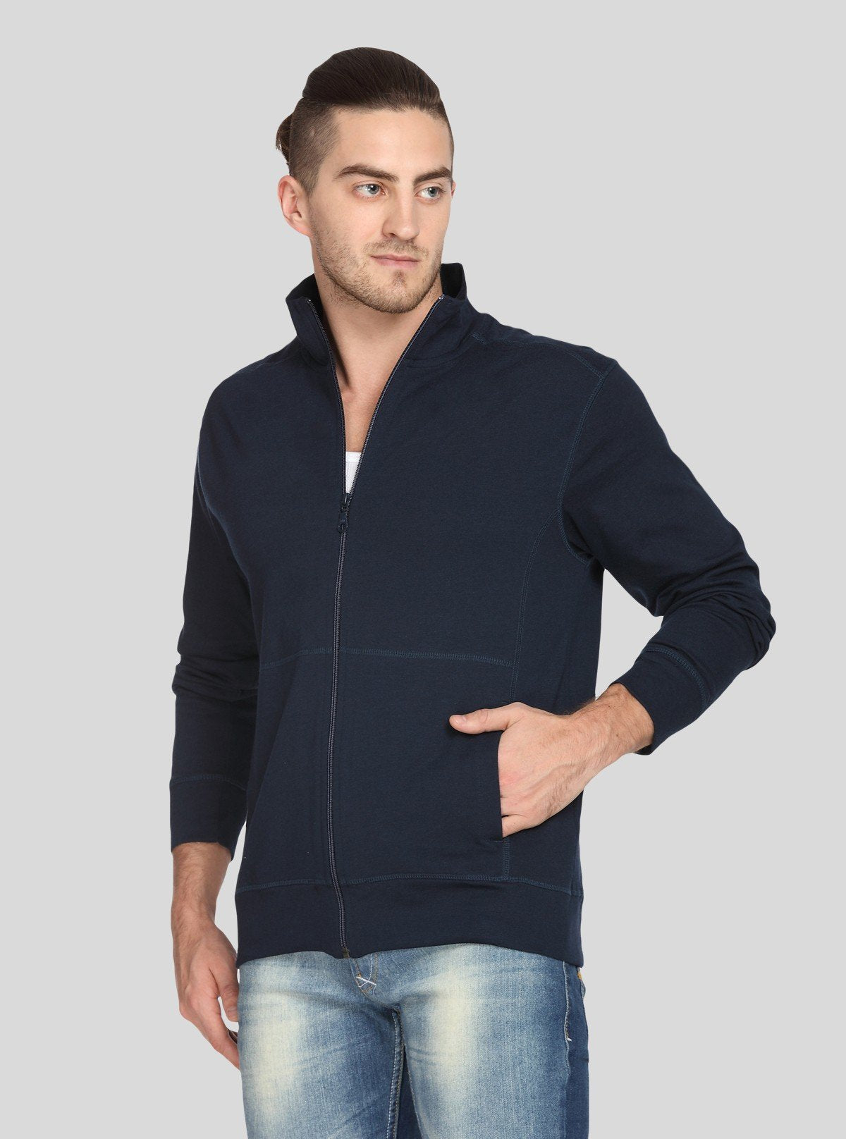 Men’s Navy Full Zipper Cardigan – Sleek Warmth with Everyday Versatility - Boer and Fitch