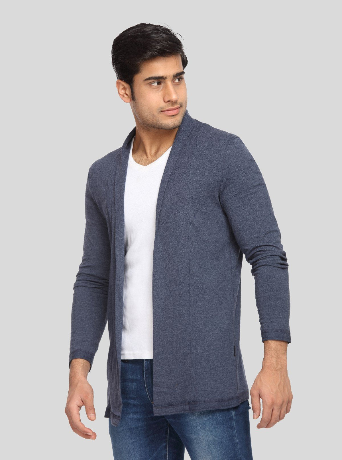 Men’s Navy Melange Cardigan – Smart Casual Layering for All Seasons - Boer and Fitch
