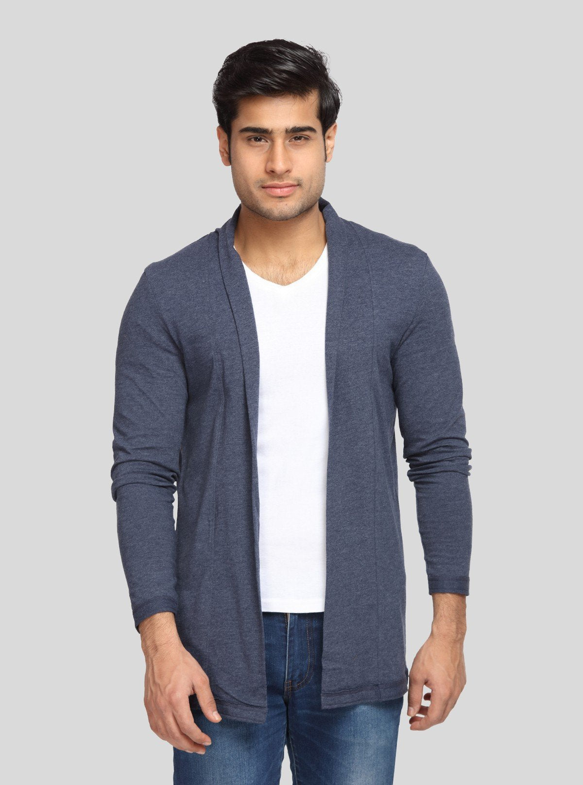 Men’s Navy Melange Cardigan – Smart Casual Layering for All Seasons - Boer and Fitch