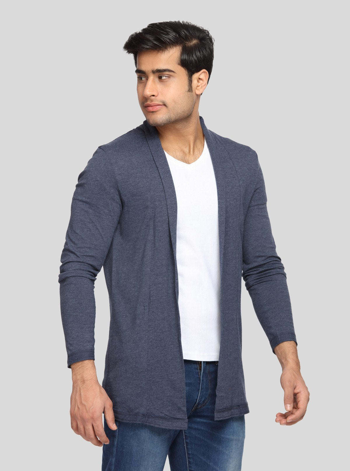 Men’s Navy Melange Cardigan – Smart Casual Layering for All Seasons - Boer and Fitch