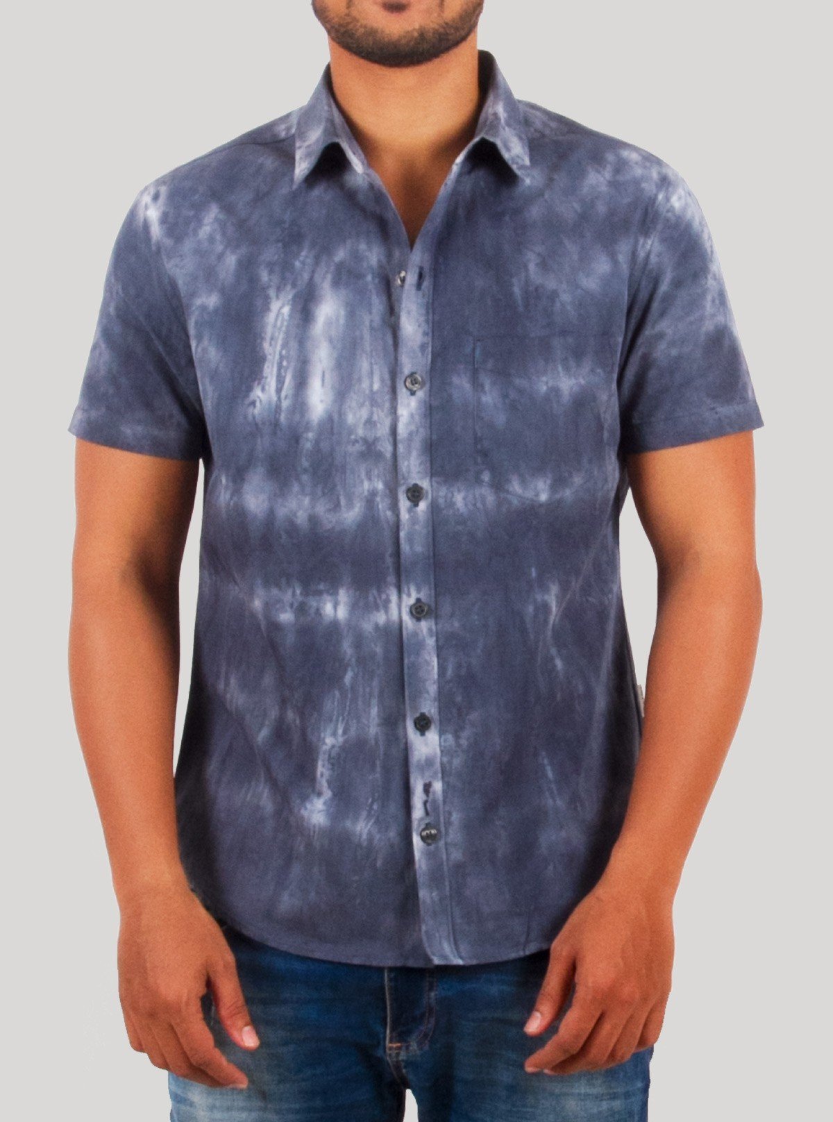 Men’s Navy Tie & Dye Half Sleeve Shirt – Trendy & Comfortable | Boer & Fitch - Boer and Fitch