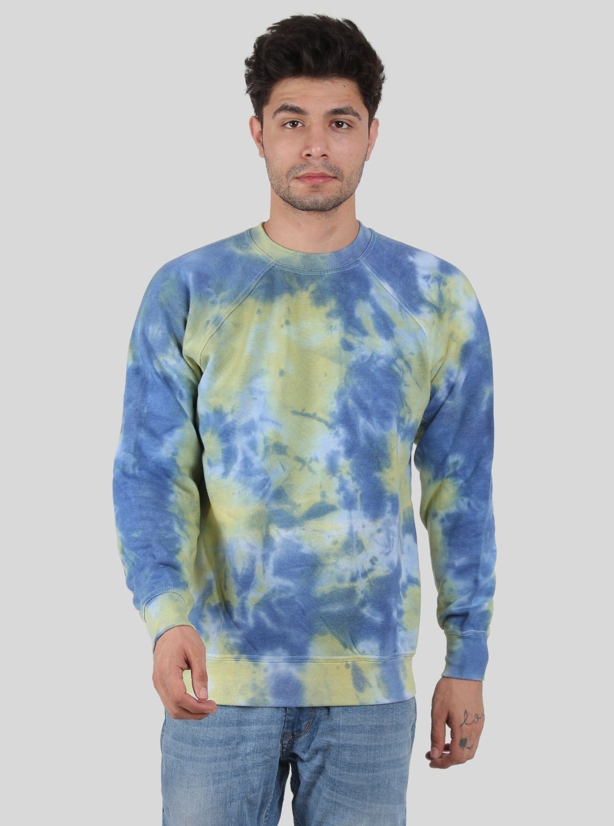 Men’s Ocean Blue Tie - Dye Sweatshirt – Vibrant Style Meets Soft Comfort - Boer and Fitch