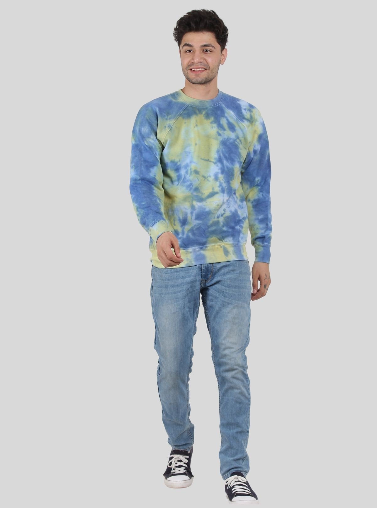 Men’s Ocean Blue Tie - Dye Sweatshirt – Vibrant Style Meets Soft Comfort - Boer and Fitch