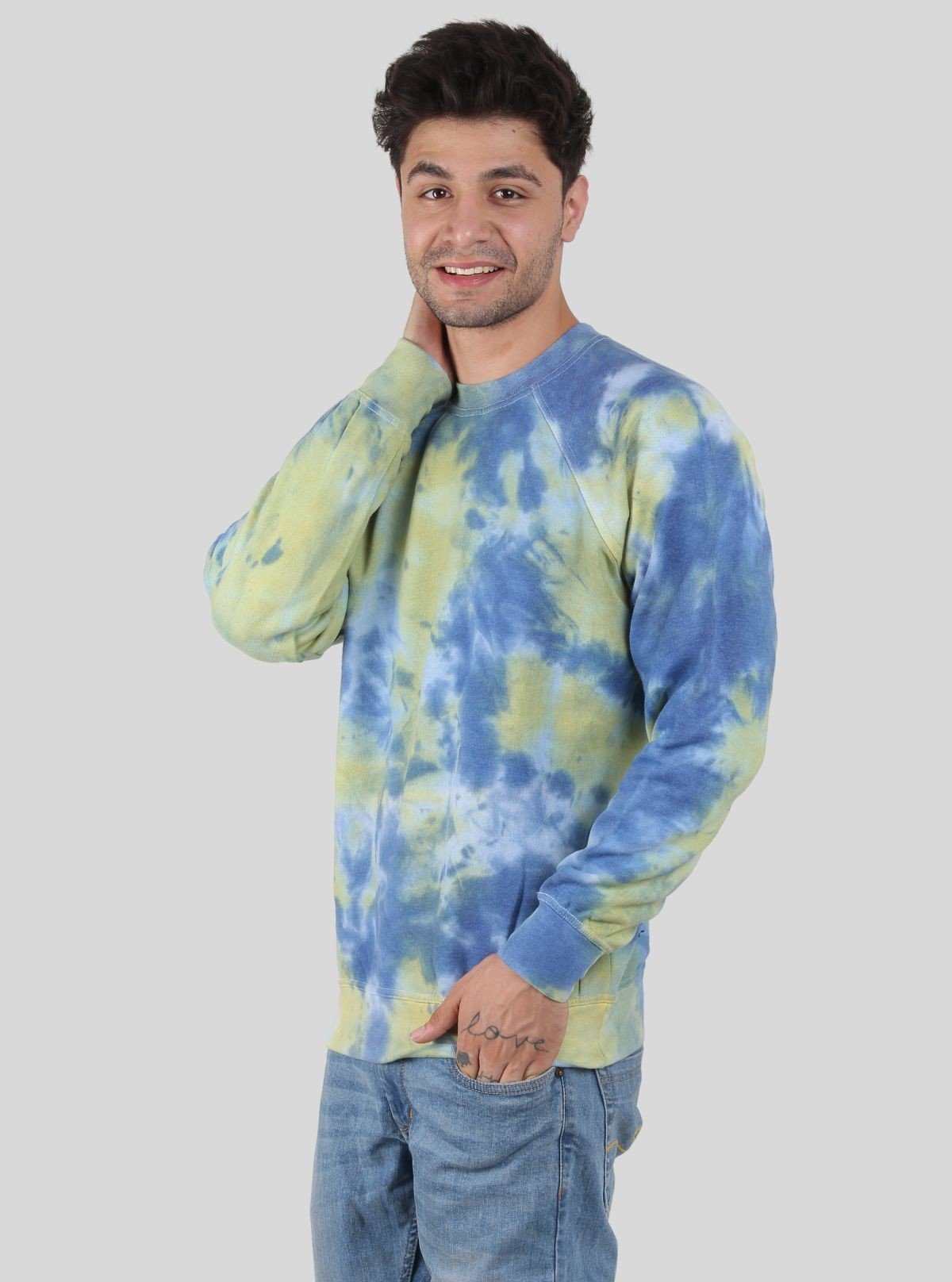 Men’s Ocean Blue Tie - Dye Sweatshirt – Vibrant Style Meets Soft Comfort - Boer and Fitch