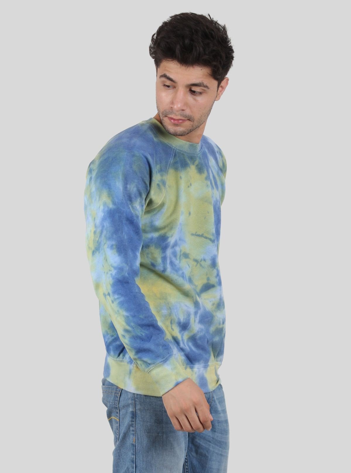 Men’s Ocean Blue Tie - Dye Sweatshirt – Vibrant Style Meets Soft Comfort - Boer and Fitch