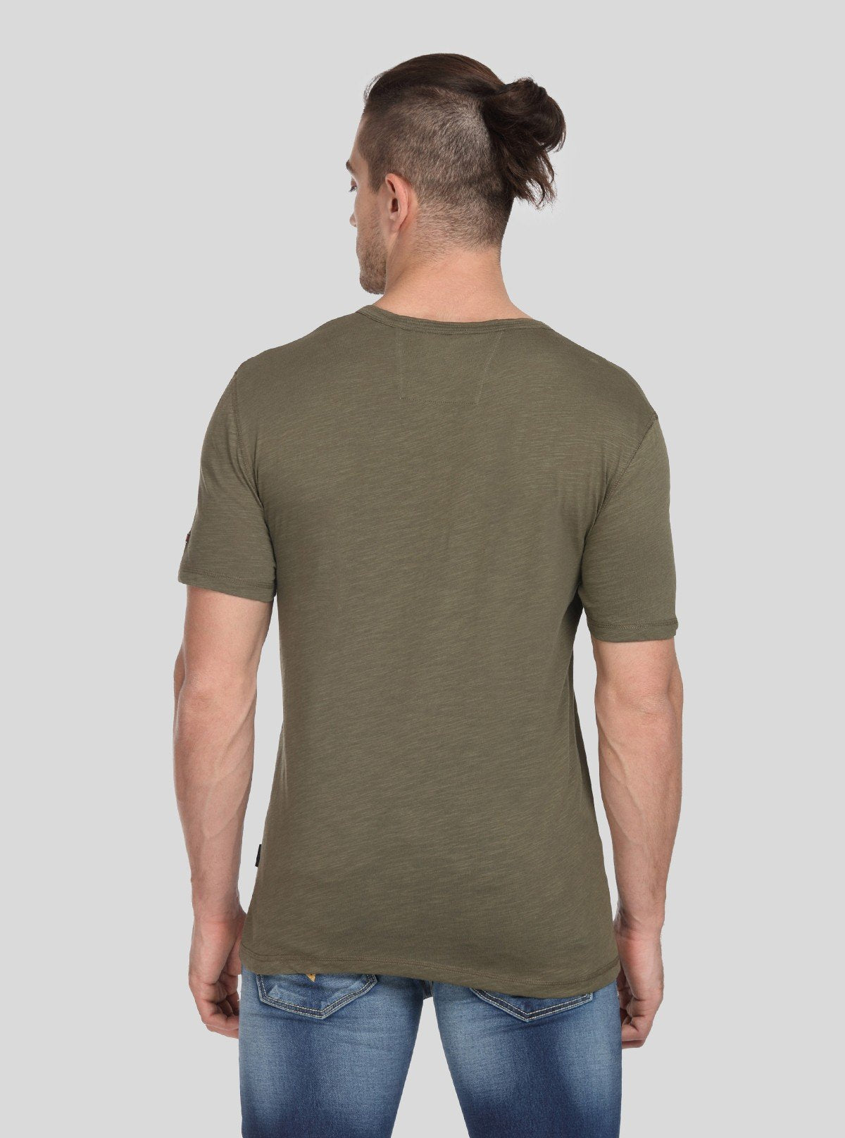 Men’s Olive Green Henley T-Shirt with Patch Pocket – Rugged & Refined - Boer and Fitch