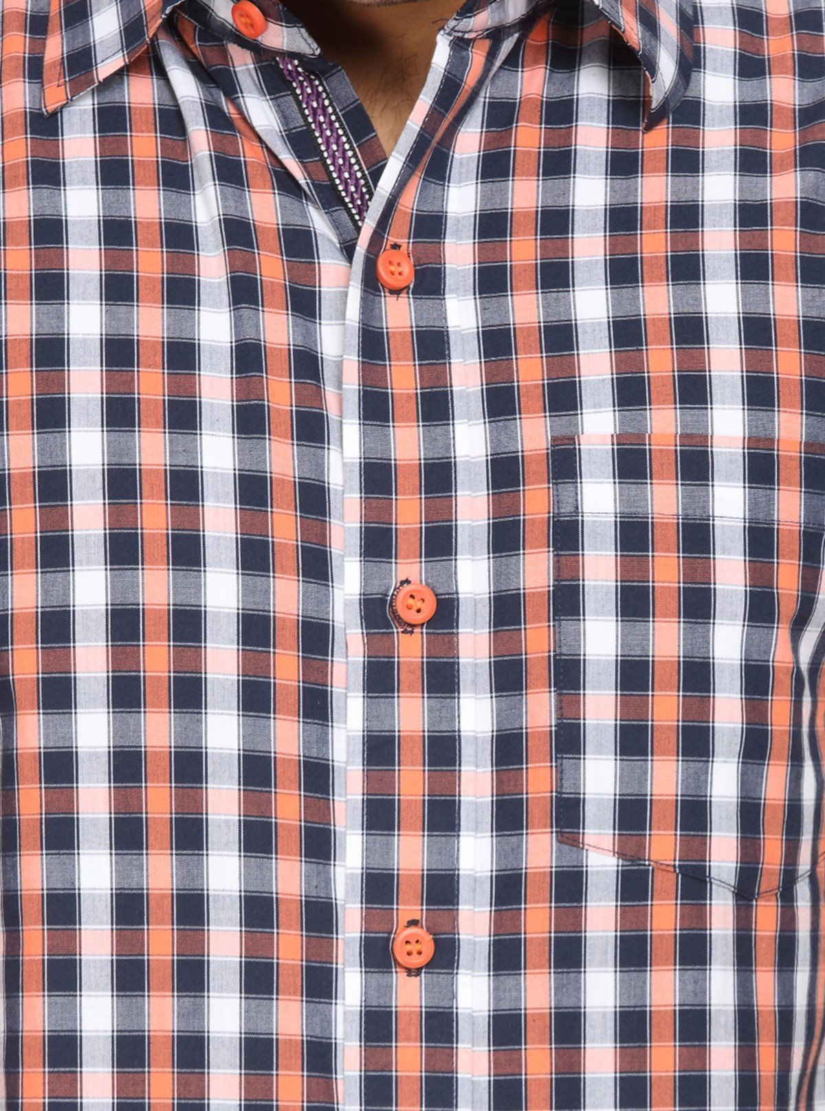 Men’s Orange and Black Checked Shirt – Bold Casual Style for Men - Boer and Fitch