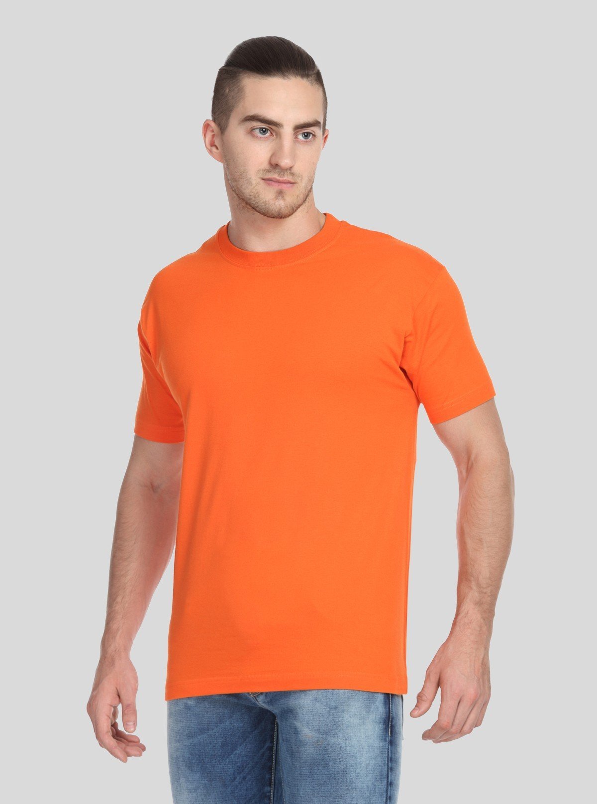 Men's Orange Basic Crew Neck T-Shirt – Vibrant Style, Everyday Comfort - Boer and Fitch