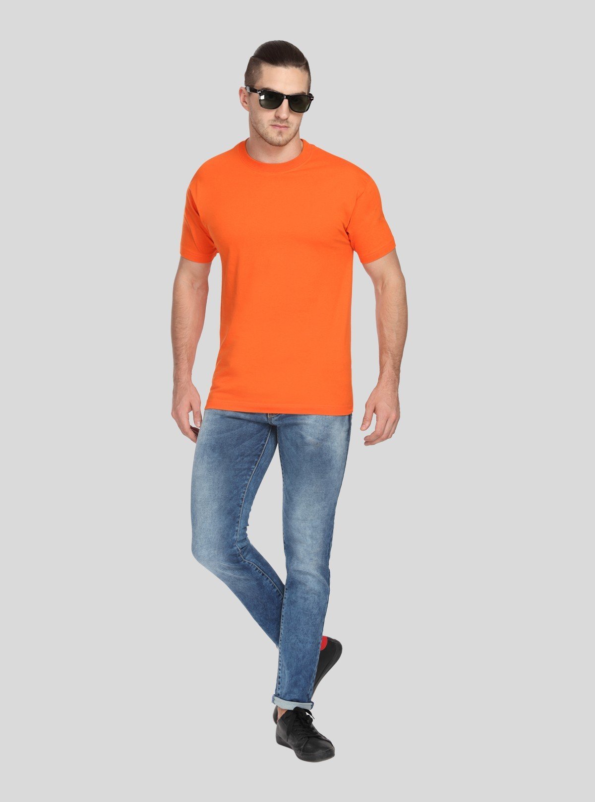 Men's Orange Basic Crew Neck T-Shirt – Vibrant Style, Everyday Comfort - Boer and Fitch