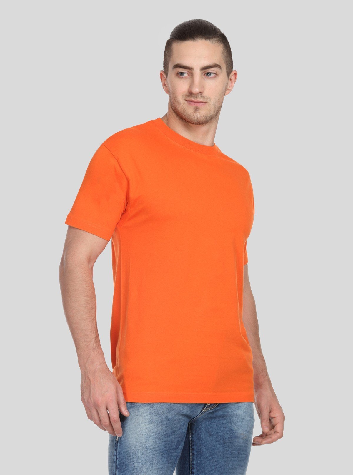 Men's Orange Basic Crew Neck T-Shirt – Vibrant Style, Everyday Comfort - Boer and Fitch