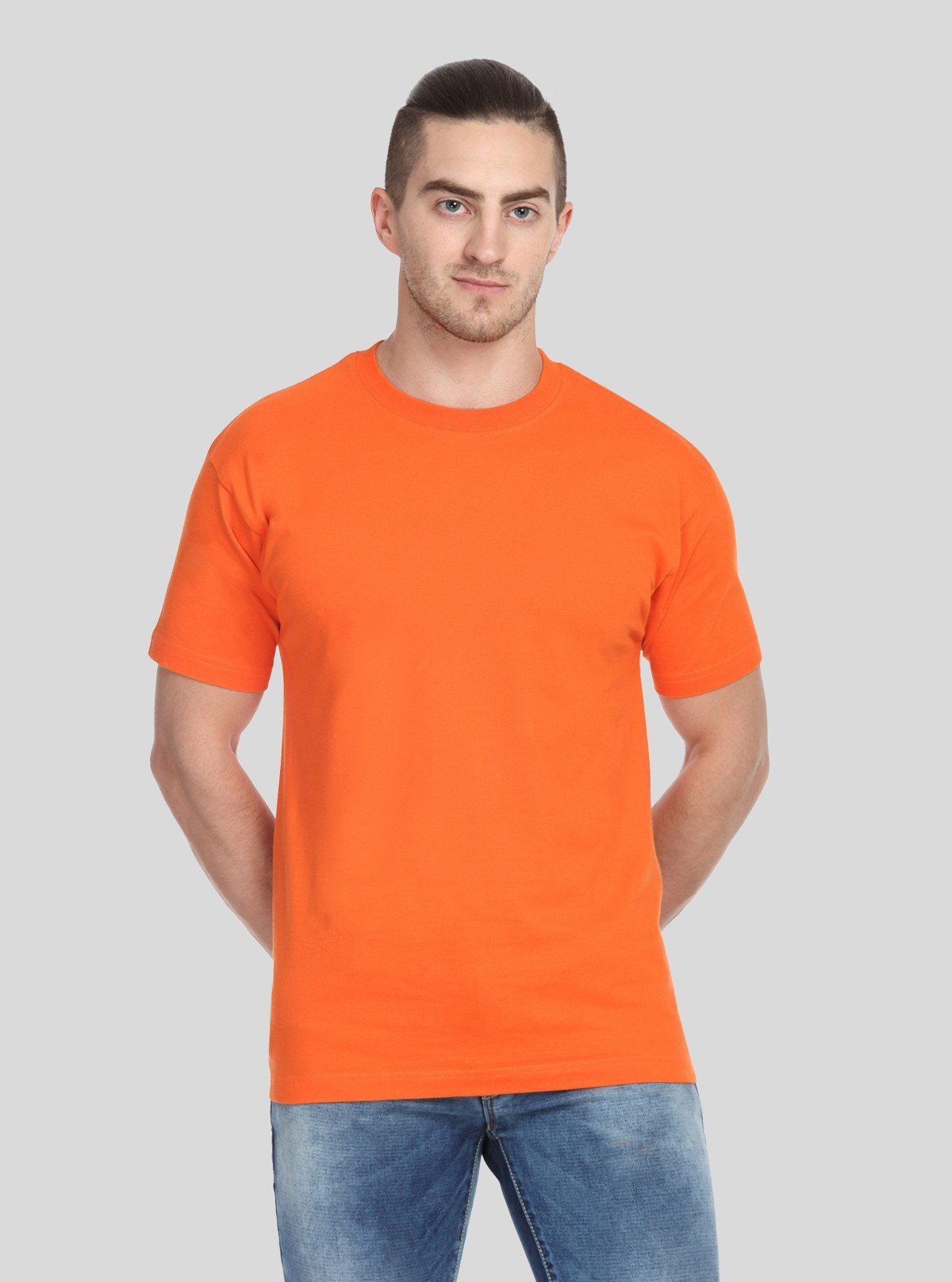 Men's Orange Basic Crew Neck T-Shirt – Vibrant Style, Everyday Comfort - Boer and Fitch