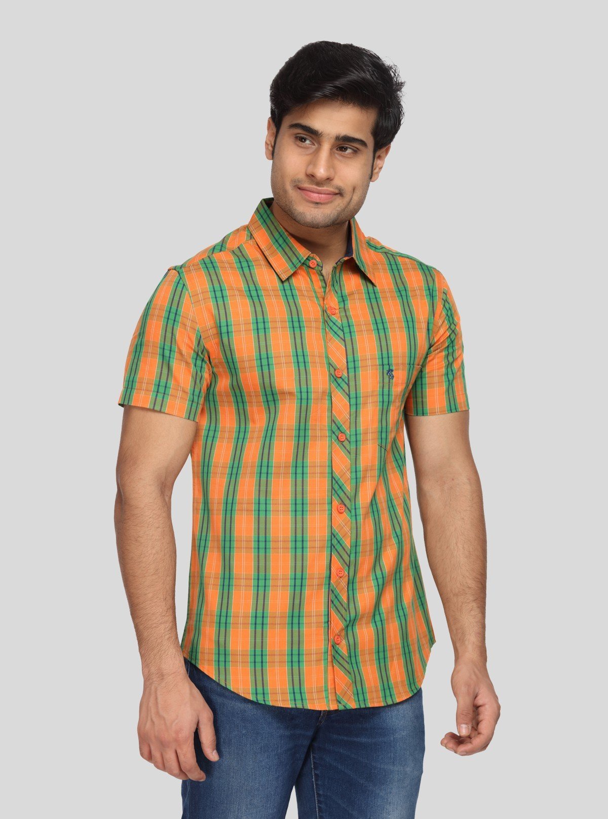 Men’s Orange Checked Shirt – Vibrant Casualwear for Modern Men by Boer & Fitch - Boer and Fitch