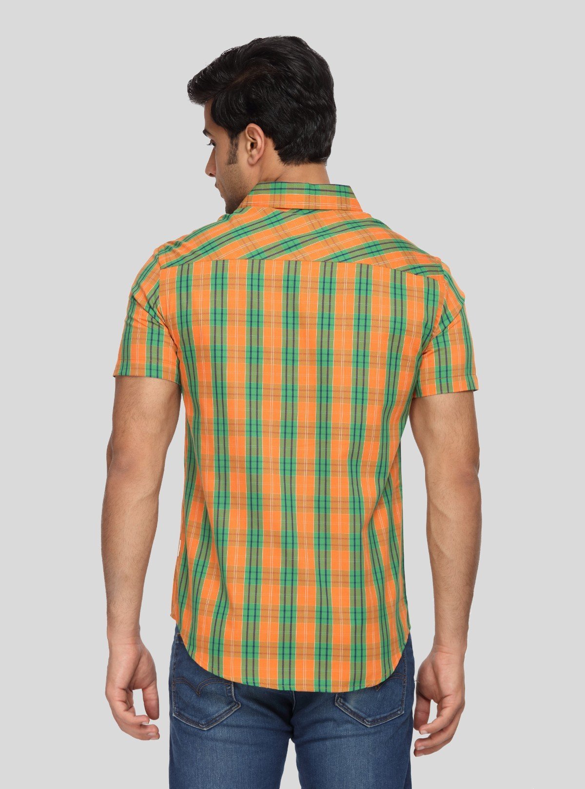 Men’s Orange Checked Shirt – Vibrant Casualwear for Modern Men by Boer & Fitch - Boer and Fitch