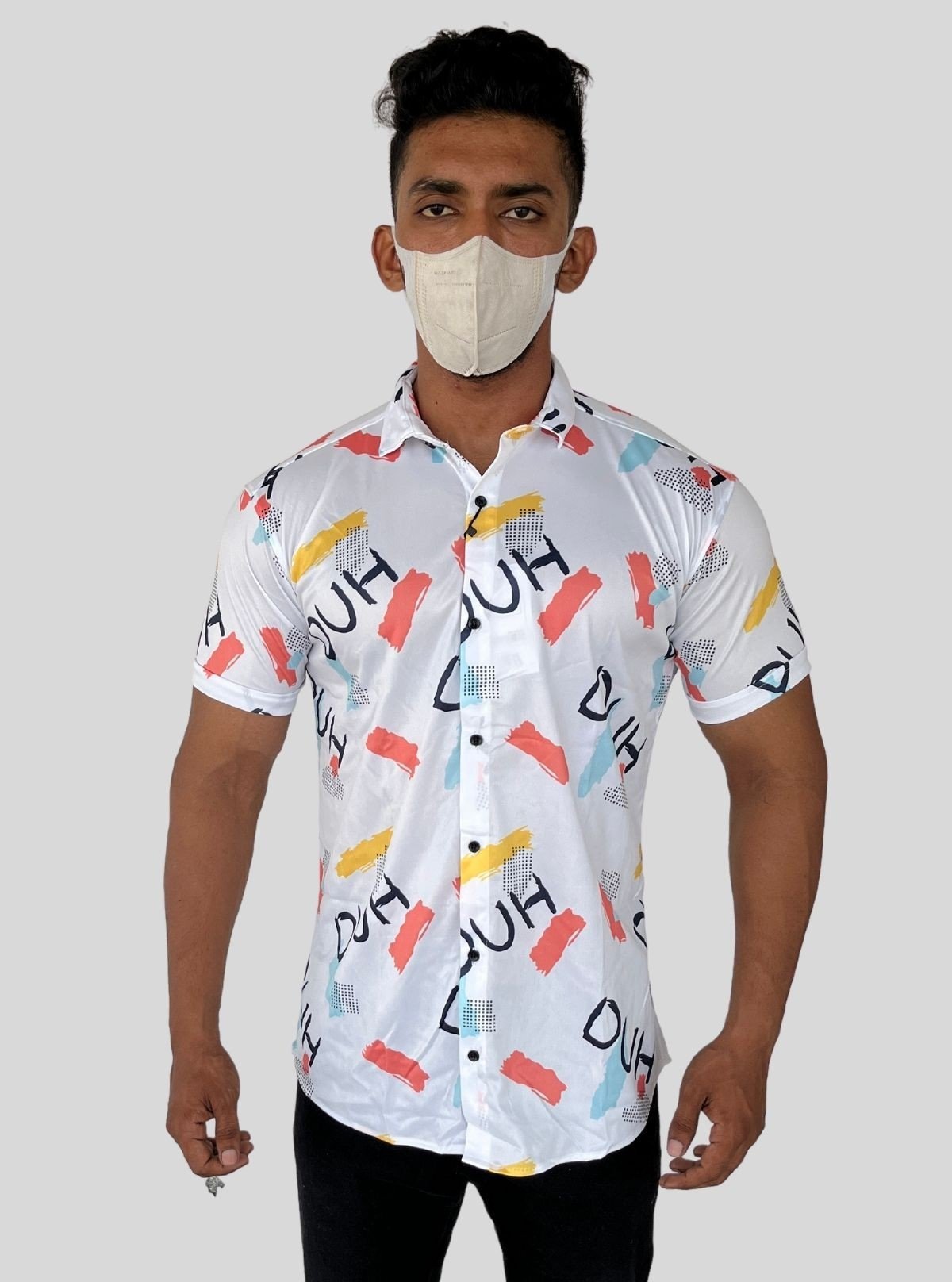 Men's Orange Contra Printed Poly Shirt – Trendy & Lightweight by Boer and Fitch - Boer and Fitch