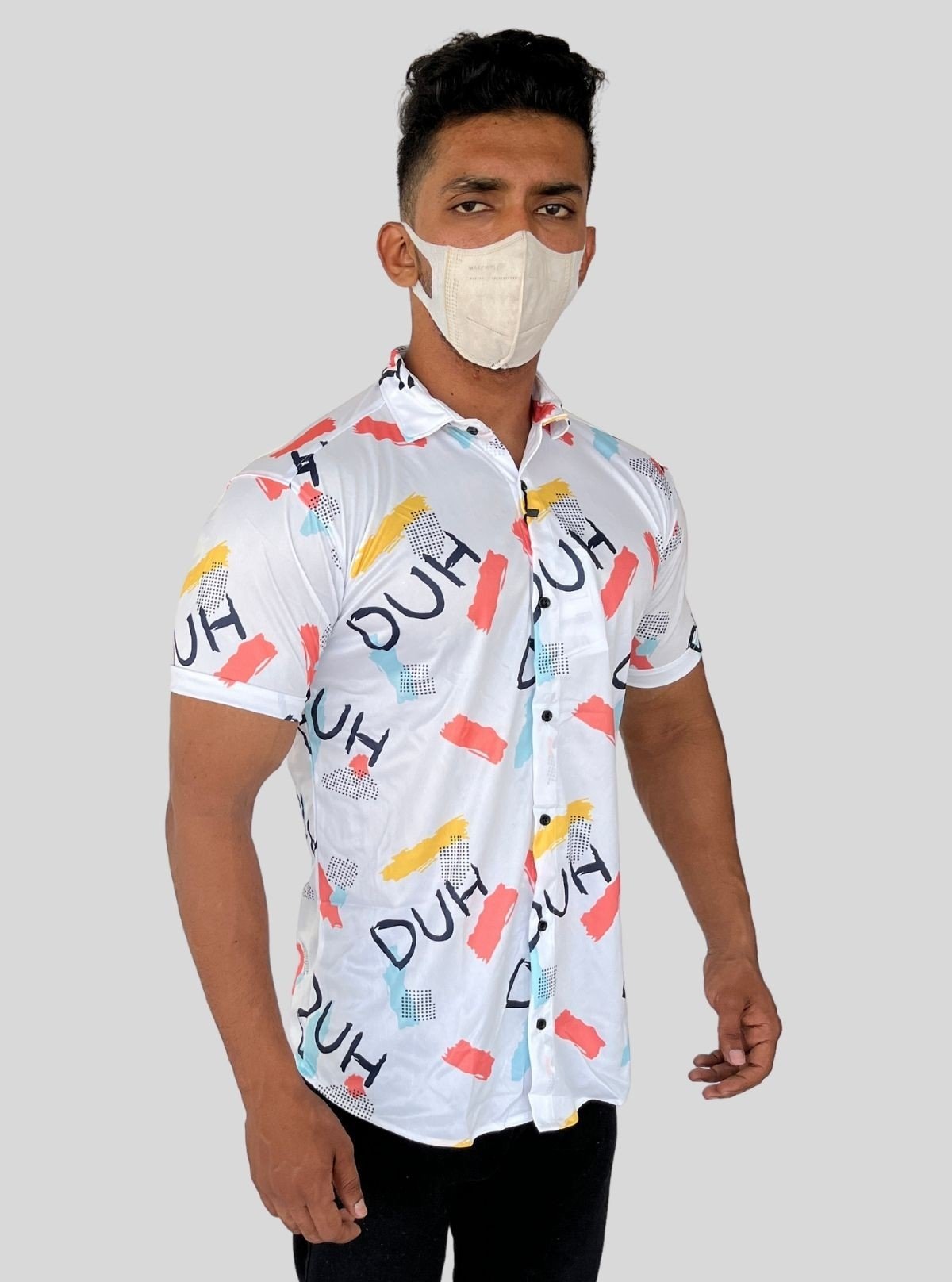 Men's Orange Contra Printed Poly Shirt – Trendy & Lightweight by Boer and Fitch - Boer and Fitch