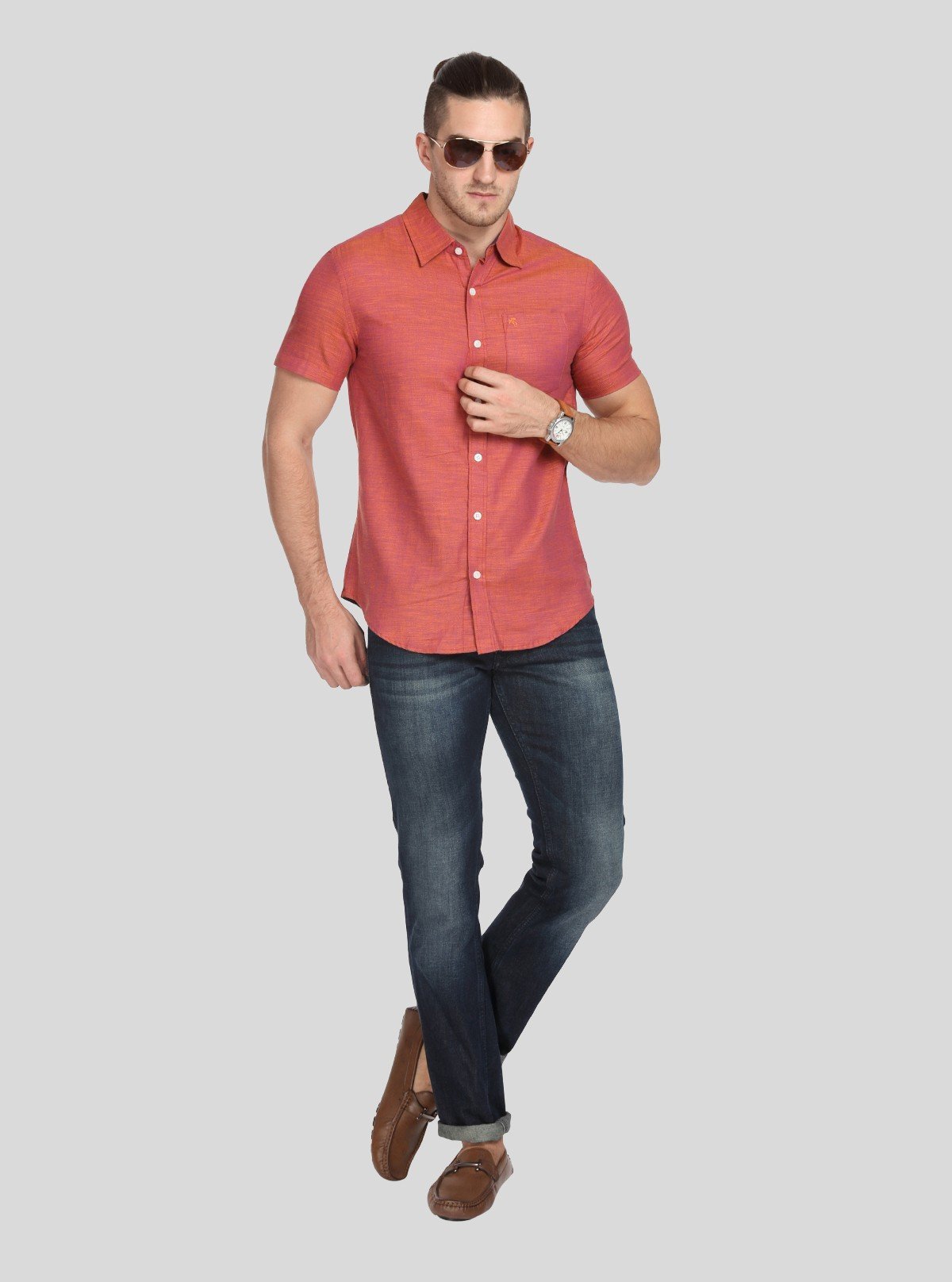 Men’s Orange Solid Slim Fit Shirt – Bold Statement Style by Boer & Fitch - Boer and Fitch