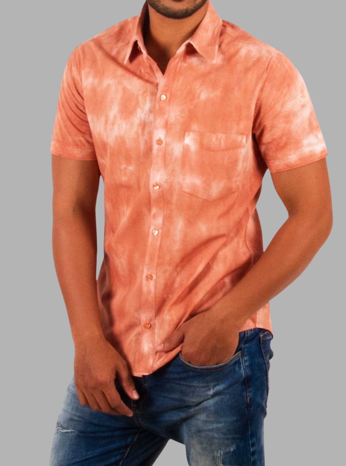Men’s Orange Tie & Dye Half Sleeve Shirt – Trendy & Comfortable | Boer & Fitch - Boer and Fitch