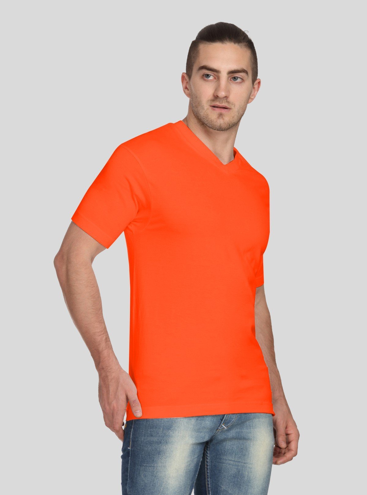 Men’s Orange V - Neck T-Shirt – Bright & Comfortable | Boer & Fitch - Boer and Fitch