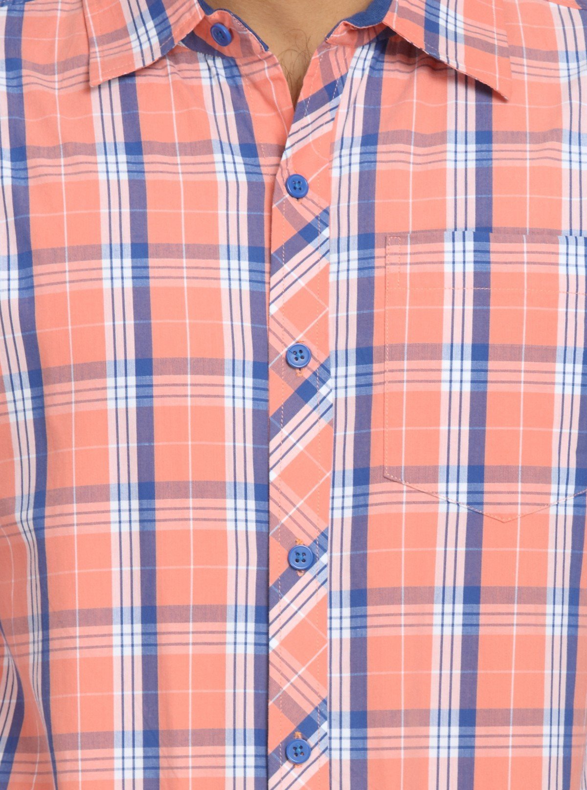 Men’s Peach Casual Checked Full Sleeve Shirt – Cool Comfort, Fresh Style - Boer and Fitch