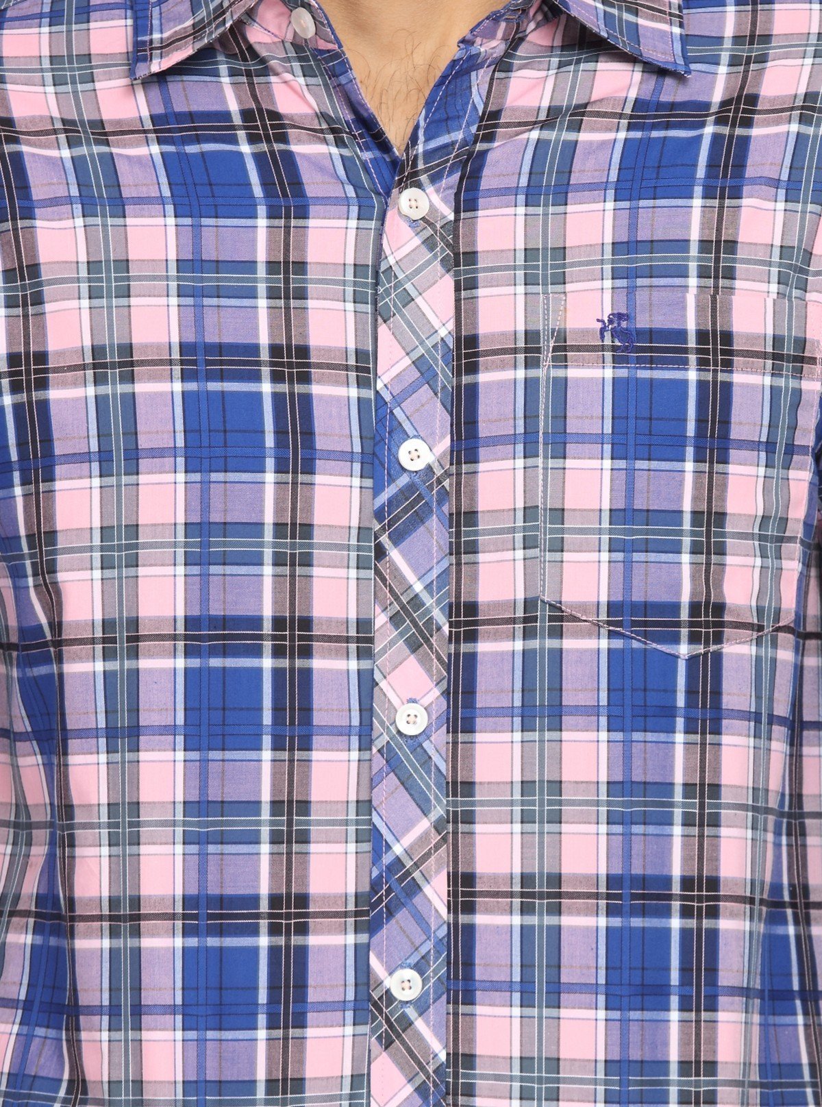 Men’s Pink and Blue Checked Slim Fit Full Sleeve Shirt – Stylish Everyday Essential by Boer & Fitch - Boer and Fitch