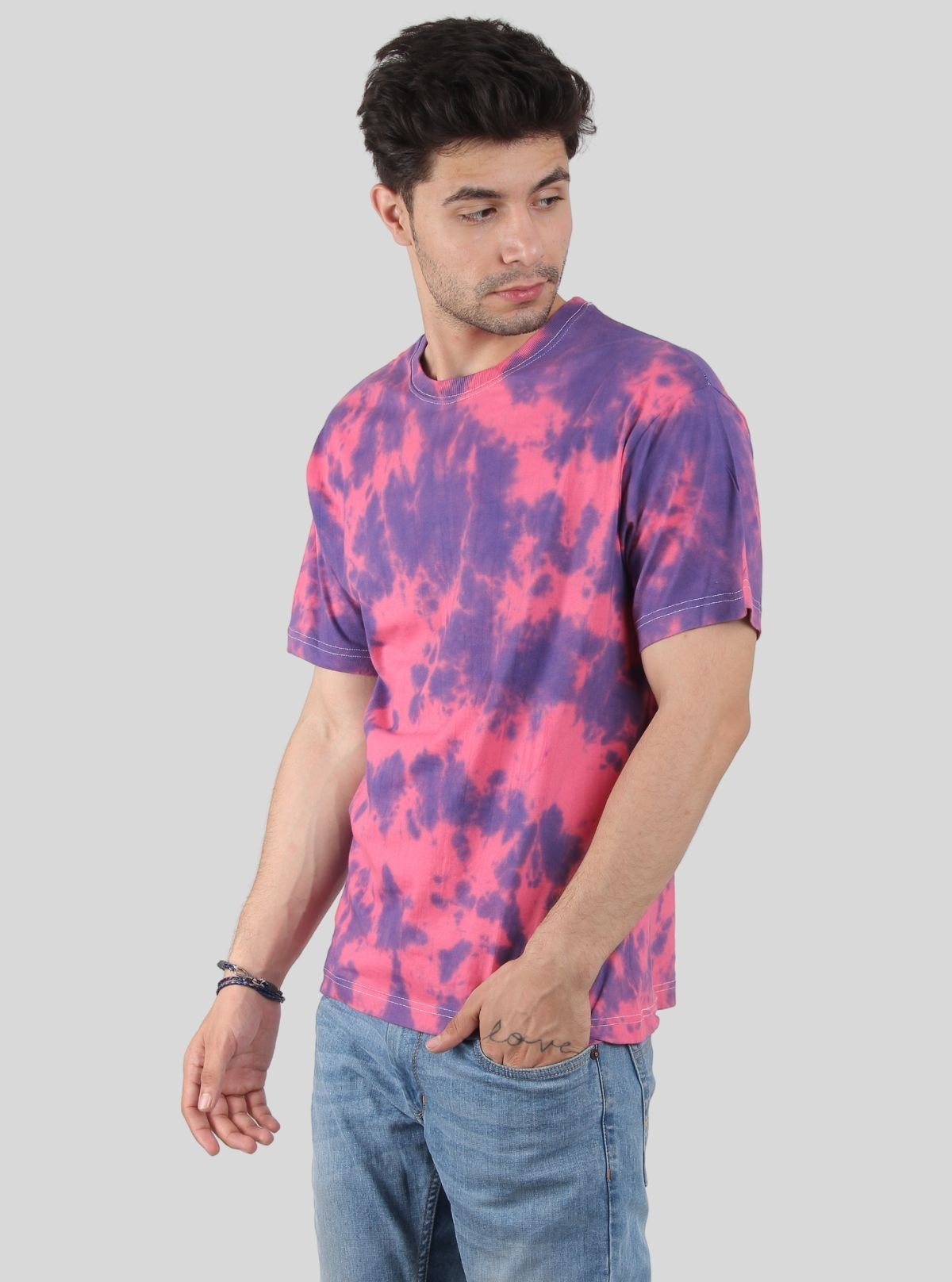 Men’s Pink and Purple Tie and Dye T-Shirt – Bold, Vibrant & Trendy - Boer and Fitch