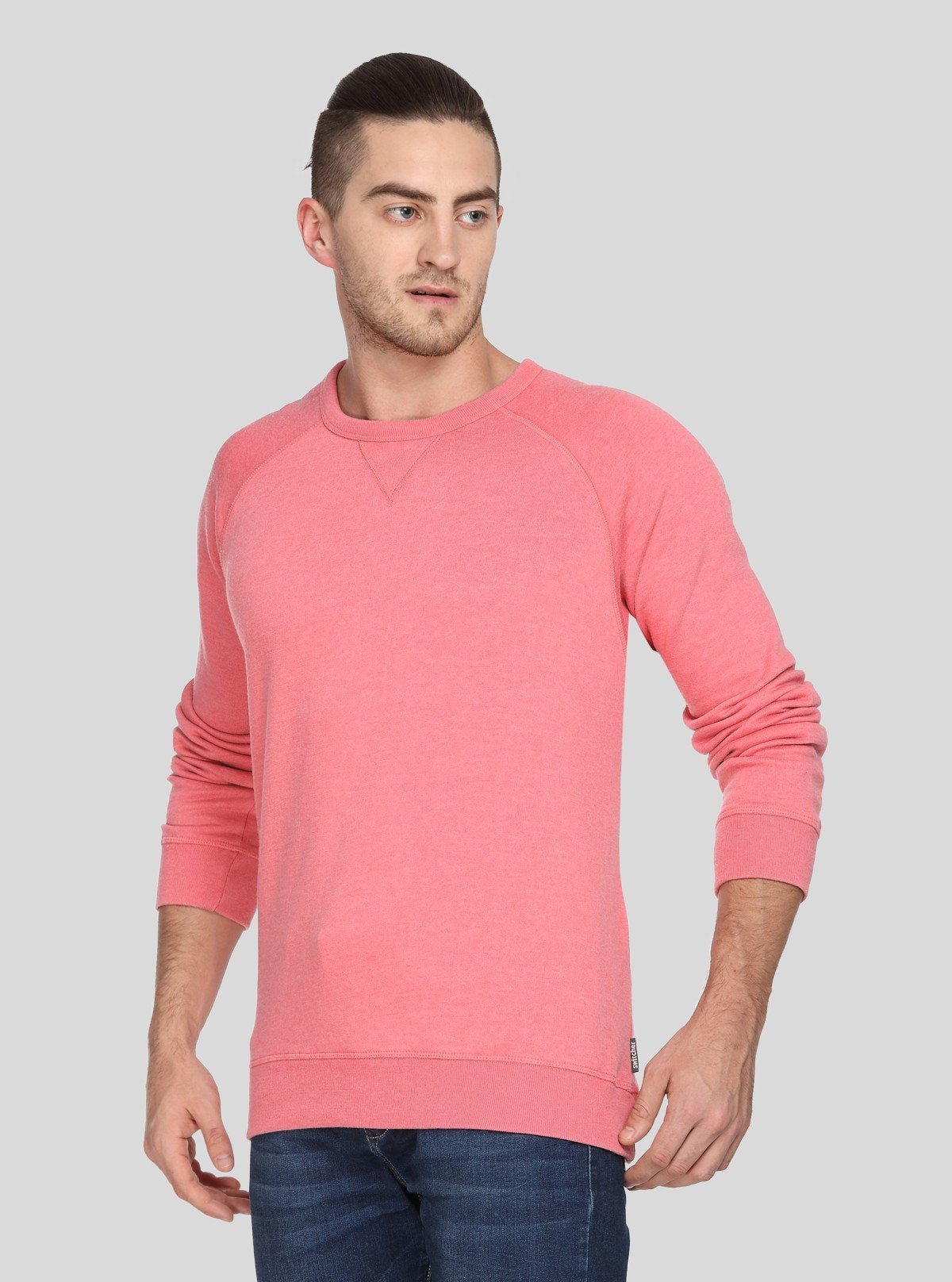 Men’s Pink V - Cut Fleece Sweatshirt – Bold, Soft & Stylish Comfort - Boer and Fitch