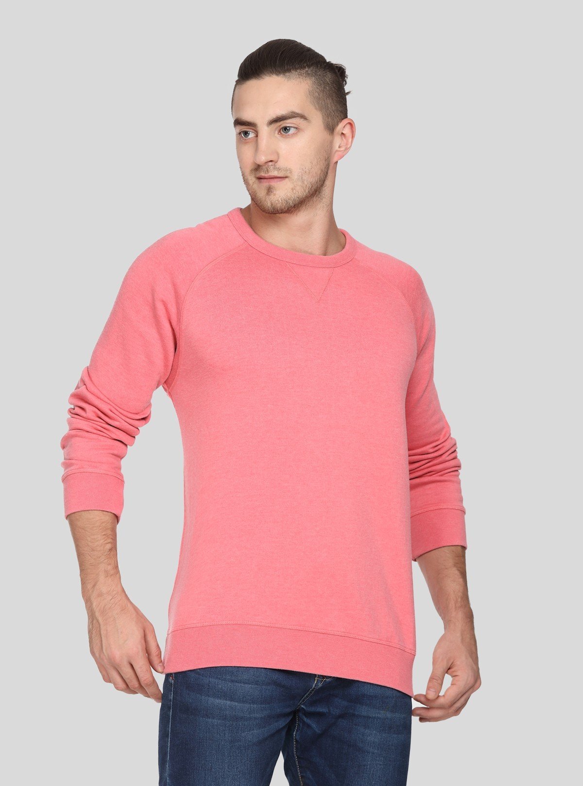 Men’s Pink V - Cut Fleece Sweatshirt – Bold, Soft & Stylish Comfort - Boer and Fitch