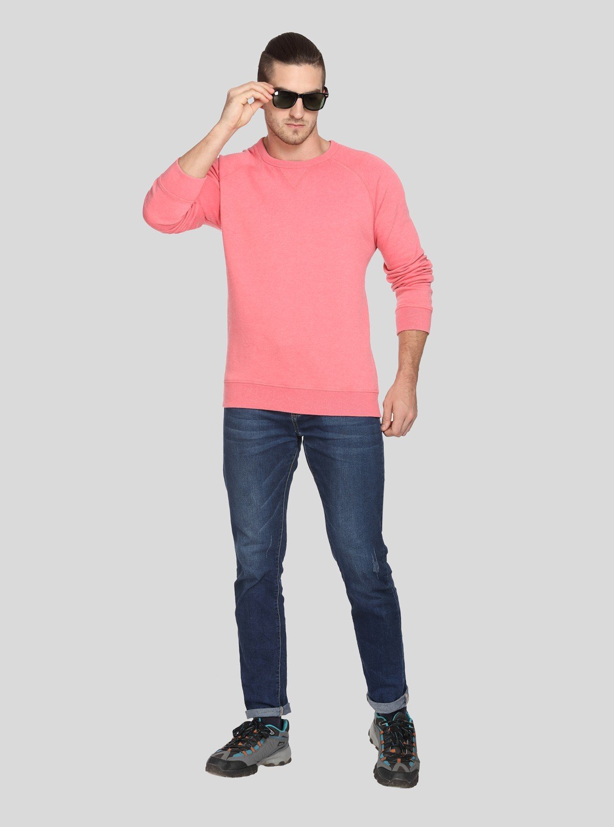 Men’s Pink V - Cut Fleece Sweatshirt – Bold, Soft & Stylish Comfort - Boer and Fitch